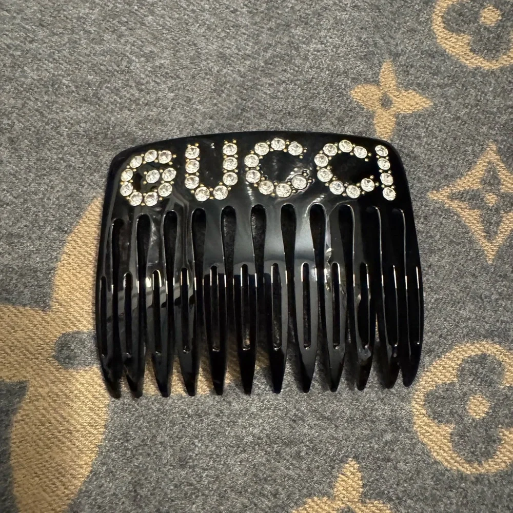 Gucci Black Hair Comb with Crystal Accents
